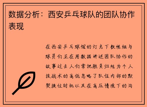 数据分析：西安乒乓球队的团队协作表现